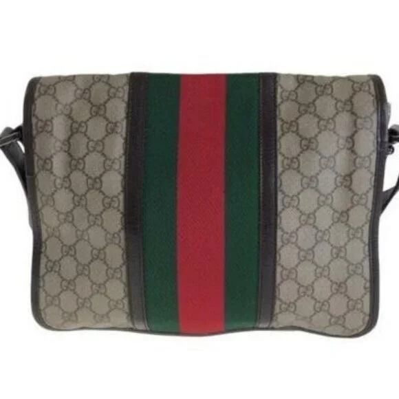 Authentic Gucci GG Sherry Supreme Web Messenger Bag Monogram Flap Ophidia - Picture 3 of 11